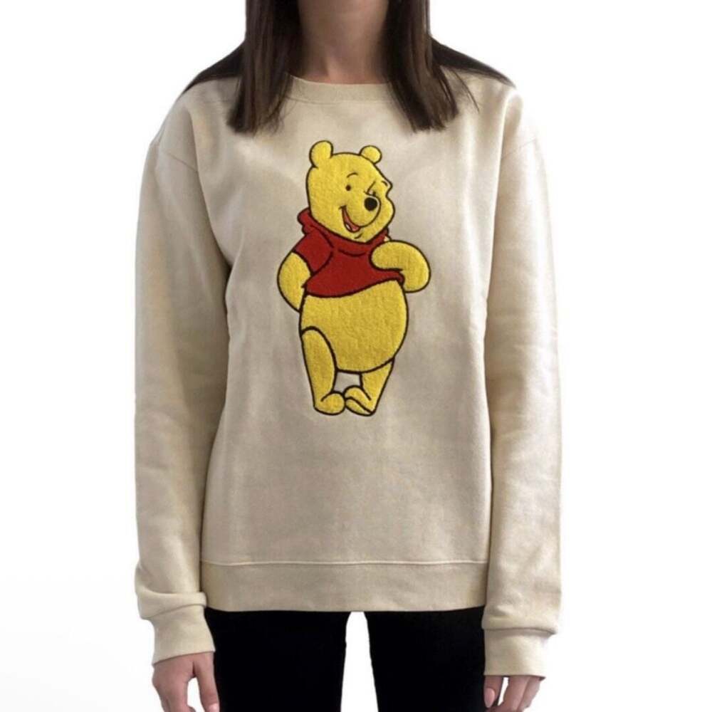 Disney Chenille Patch Print Winnie the Pooh Character Super Soft Sweatshirt